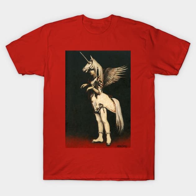 Victorian Gothic Unicorn Lady T-Shirt by mictomart